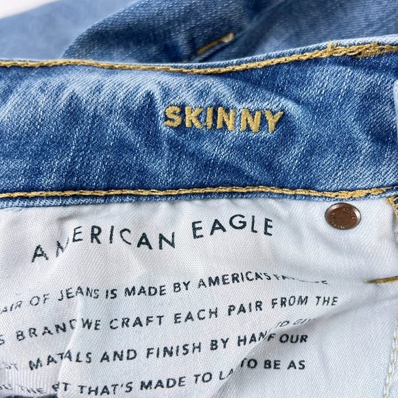 AE American Eagle Skinny Light Blue Stretch Denim Jeans Mens Size 26 x 28 - Picture 9 of 10